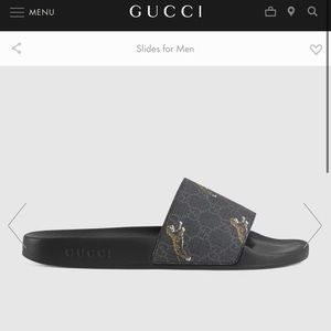 Authentic Gucci Men's GG Supreme tigers slide sandals